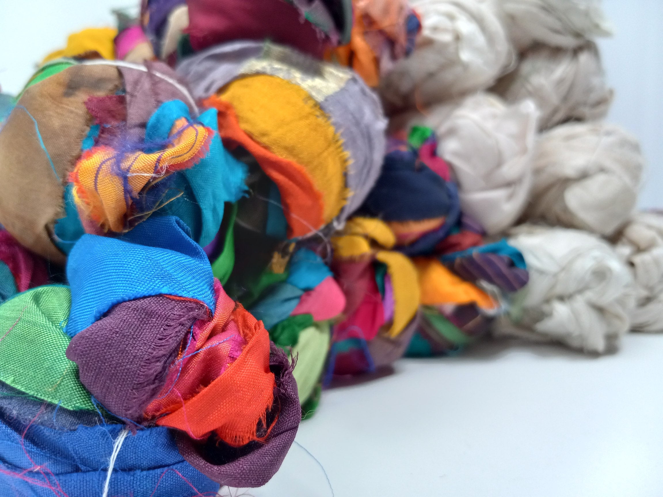 DARN GOOD YARN Recycled Sari Silk Ribbon Yarn “at The Bahamas” Dyeable 100  Grams, 50 Yards, 1 Skein Handmade one of a Kind